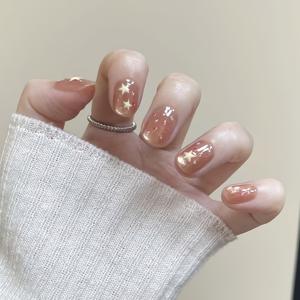 TEMU 10개 세트 - 신상 가을/겨울 귀여운 레진 별 네일 아트, 순수하고 매력적인 고급형 탈착식 네일 장식