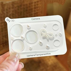 TEMU 아이폰 17 Pro Max 및 17 Pro 호환을 위해 설계된 사랑스러운 3D 리본 모양 비즈 클리어 카메라 필름 보호 필름 1개, 반투명 렌즈 커버 액세서리 포함