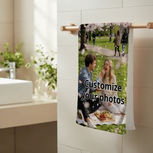 TEMU 1개, 맞춤형 롱 타월, 다기능 타월, 폴리에스터, 부드러움, 양면 사용 가능, 기념일, 디자인 감각, 2D 평면 인쇄, 욕실 타월, 고품질 원단, 피트니스, 세탁기 사용 가능, 발렌타인데이 맞춤, 따뜻함, 통기성, 요가