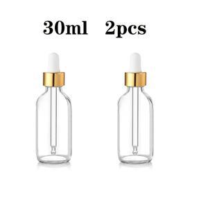 TEMU 2개입 20ml, 30ml, 50ml 대용량 투명 스포이드 병 (골드 캡 포함), 에센셜 오일용 유리 퉁스처 병, 액체 누출 방지 여행용 병