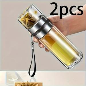 TEMU 2개 세트 13.5oz 고강도 보로실리케이트 이중벽 유리 찻잔, 남성용 차 우림 머그, 유리 보온컵, 차량용 컵, 여행용 머그, 아이스 커피 및 냉온 음료용