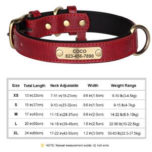 TEMU 맞춤형 CP361K 펫 ID 태그가 달린 부드럽고 편안한 네오프렌 패딩이 있는 인조 가죽 강아지 목걸이