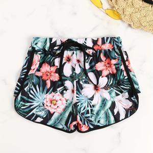 TEMU 유럽 및 미국 스타일 수영복 시리즈 하이웨이스트 플랫 레그 플로럴 프린트 여성용 수영 트렁크