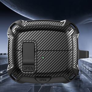 TEMU 삼성 갤럭시 버즈3/버즈3 프로/버즈3 FE용 TPU 스위치 잠금 클립 보호 스탠드 폰 홀더 케이스 - 카본 파이버 안전 잠금 디자인, 충격 방지 케이스, 후크 버클 포함