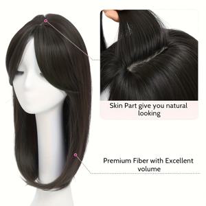 TEMU 여성을 위한 우아한 직모 헤어탑퍼 - 자연스러운 보풀로 가득한 전체 헤드 커버지, 안전한 핏, 스타일링이 쉬움, 얇은 헤어를 위한 완벽한 헤어피스, 세련된 헤어피스, 안전한 핏 헤어피스