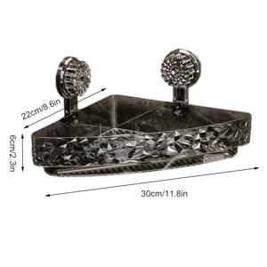 TEMU 1개 흡착 컵 코너 샤워 선반, 드릴 불필요 벽걸이 캐디, 강력한 고정력의 투명 삼각형 수납 랙, 대용량 정리함, 고급 패턴 디자인 욕실 샤워 및 주방 수납, 샤워 캐디