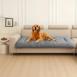 TEMU 초대형 여름 시원한 강아지 소파 침대 - 초소프트 플러시 8단 디자인, 두꺼운 미끄럼 방지 폴리에스터 반려견 침대 (소형부터 대형 견종까지) - 내구성 & 편안한 직사각형 홈 데코용 애완동물 쿠션, 펫 액세서리