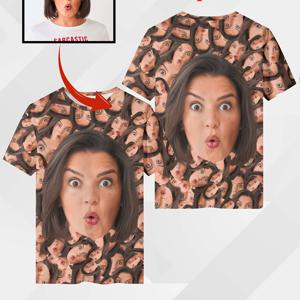 TEMU 남성용 커스텀 티셔츠 - 얼굴 프린트로 맞춤 제작, 캐주얼하고 재미있는 스타일, 반팔, 루즈핏, 편안한 여름 원단, 반려동물 친화적 디자인, 남성을 위한 완벽한 선택