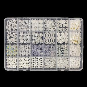 TEMU 코 네일 디자인 세트용 3D 네일 참, 화이트 & 핑크 네일 리본 + 다양한 진주 하트 별 달 리본 매듭 귀여운 네일 주얼 + 3D 꽃 참 및 네일 진주 + 네일 리본