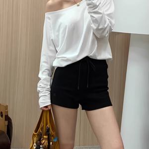 TEMU 화이트 루즈 오프숄더 원피스 긴팔 티셔츠 여성용 베이스 레이어 탑