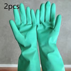 TEMU 2피스/4피스 그린 나이트릴 고무장갑, 길이 33cm, 소사이즈 70g, 중사이즈 75g, 대사이즈 80g, 가정용 청소장갑, 파티 청소장갑, 크리스마스, 할로윈 청소장갑