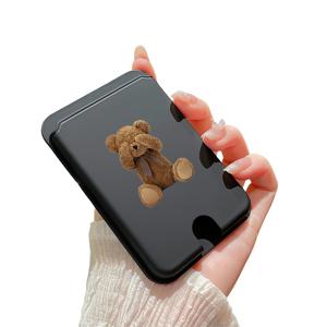 TEMU 럭셔리 패셔너블 트렌디 자석 카드 홀더, 눈가리기 곰 디자인, 11/12/13/14/15/16/17 ProMax 및 삼성 시리즈 폰 케이스 호환. 은행 카드 또는 신용카드를 위한 안전한 스냅 잠금 및 내장형 안전 포켓 기능