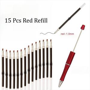 TEMU 15개 검정 또는 파랑/빨강 젤 펜 리필, 신학기 필수 문구, 사무실 선물, 사무용품, 스타일리시한 교체 코어, 비드 디자인, 정밀 팁, 필기 리필, 사무직원 및 작가용