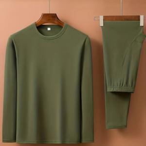 TEMU 남성 가을/겨울 양면 브러시 처리된 두꺼운 가을/겨울 베이스 레이어 셔츠 & 바지 따뜻한 속옷 세트