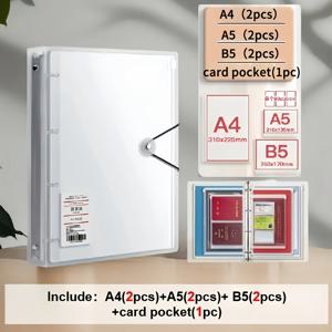 TEMU A4/B5/A5 루스리프 바인더 파일 정리함, 파일 박스 파일 가방, 다중 포켓 서류 홀더, 가정, 사무실, 여행용 수납에 적합, 영수증 및 서류용 투명 보호 슬리브, 청구서 정리함, 스타일리시한 파일 수납, 링제본 노트, 탁상용 서류 정리함