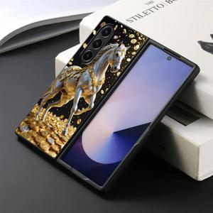 TEMU 럭셔리 동물 말 등 폰 커버 케이스 삼성 갤럭시 Z 폴드5 Z 폴드4 Z 폴드7 6 5 4 3 Z 폴드6 Z 폴드7 Z 폴드3 호환