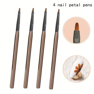TEMU 네일 아트 브러쉬 4개, 꽃잎 브러쉬, 반투명 로드, 경화 컬러 라인 드로잉, 그라데이션 유니버설, 뷰티 메이크업 네일 도구, 휴대용 일본 스타일, 컬러풀 네일, 네일 메이크업 도구, 남녀 모두를 위한 페스티벌 선물