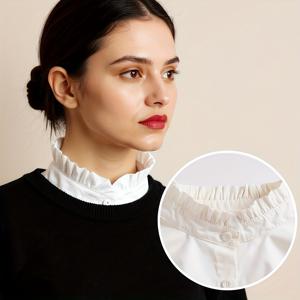 TEMU 여성용 페이크 칼라 레이스 트림, 화이트 셔츠, 작업 셔츠, 장식용 화이트 칼라, 베이스 레이어, 스웨터 및 라운드넥 스웨트셔츠와 함께 입히기에 적합
