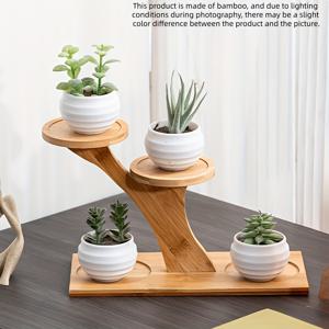 TEMU 2단 모던 원형 식물 스탠드 - 나무 베이스 & 탑, 튼튼한 이중 선반, 소형 화분, 실내 식물, 다육식물용 - 공간절약형 홈, 오피스, 발코니용 - 우아한 나무 식물 선반