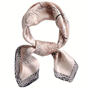 TEMU 100% 멀베리 실크 여성용 우아한 스카프 - 프린트 디자인 특징 - 고급스러운 다기능 스몰 스퀘어 스카프 - 및 야외 레저에 적합