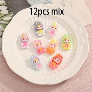 TEMU 12개 세트 창의적인 컬러풀 레진 토끼 펜던트, DIY 공예용 재미있는 동물 참, 목걸이, 귀걸이, 백팩 액세서리 등