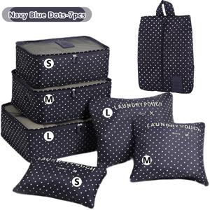 TEMU 여행용 캐리어 정리 큐브 세트, 신발/화장품/세탁물 가방 포함 여행 필수품 정리 도구