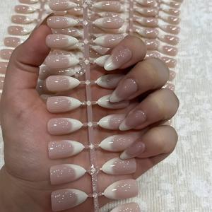 TEMU 120개 롱 누드 프렌치 프레스온 네일 - 풀 커버리지 네일 팁, 글로시 엔드, ABS 소재, 전문 네일 살롱 및 가정용으로 완벽