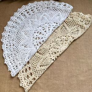 TEMU 1개 23.7인치 수제 코바늘 뜨개질 테이블보 빈티지 레이스 파티 테이블보 사진 소품 램프 갓 소파 화이트