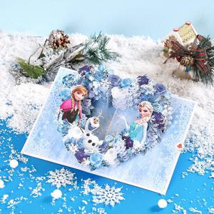 TEMU 미니소 디즈니 겨울왕국 엘사 장미 하트 리스 파티 초대장, 엘사 하트 장미 리스 공주 가족 3D 인사말 카드, 그녀를 위한 선물 카드, 공주 선물, 생일 파티 초대장, 크리스마스, 졸업, 결혼식, 추수감사절, 어머니날, 발렌타인데이 인사말 카드에 적합