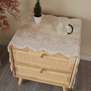 TEMU 1개 세트, 고급스러운 화이트 레이스 소형 테이블보, 프렌치 스타일 로맨틱 오픈워크 고급 장식 커버 천, 침대 옆 테이블, 사이드보드, TV 스탠드, 신발장용 소형 테이블보