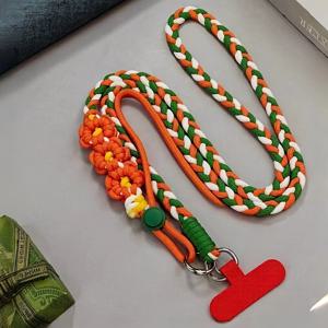 TEMU 1개 플로럴 3줄 컬러 조화 넥 스트랩, 핸드 스트랩, 휴대폰, 손목 스트랩, 키 슬링, 손목 펜던트 체인, 범용 낙하 방지 모델