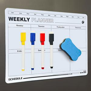 TEMU 6개 자석 냉장고 캘린더 및 자석 화이트보드 펜 및 자석 지우개 ('주간 플래너'), 냉장고 표면에 쉽게 보관하고 접근할 수 있도록 모두 부착 가능 - 월간 및 주간 계획 쓰기