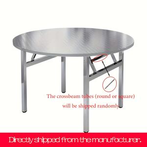 TEMU 도톰한 원형 플랫폼 스테인리스 스틸 접이식 테이블, 원탁, 야외 레스토랑, 노점상, 가정용 식사용으로 접이식
