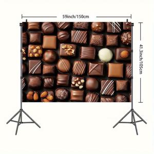 TEMU 1개 초콜릿 팩토리 테마 대형 배너 - 내구성 폴리에스터 포토부스 배경, 생일/결혼식/발렌타인데이용, 실내외 파티 장식, 전기 불필요, 축제 디자인, 쉬운 설치, 휴일 쇼핑러를 위한 축하 데코