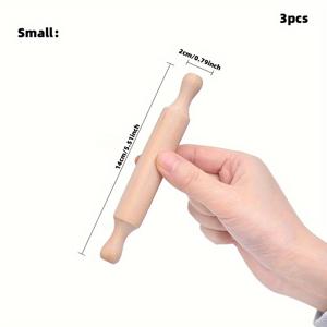 TEMU 3개 미니 나무 롤링핀, 논스틱 롤링핀, 미술 및 공예용 작은 나무 롤러