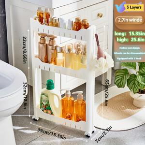 TEMU 7Cm 좁은 욕실 틈새 수납 랙 욕실 문 뒤 주방 화장실 옆 수납 랙 주방 수납 랙 조미료 잡화 다층 수납 랙 욕실 화장실 세탁기 틈새 캐비닛 (바퀴 포함, 이동 가능), 다용도 랙