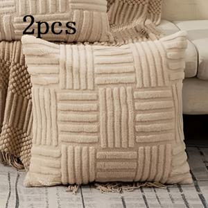 TEMU 2개 소프트 인조 베개 커버 세트 18X18 장식 쿠션 2개 팩 소파 베개 커버 초극세사 쿠션 커버 지퍼형 사각 베개 커버, 거실 침실 장식