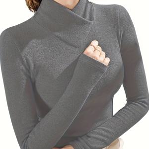 TEMU 데롱 원단의 크로스 칼라 따뜻한 긴팔 상의