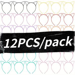 TEMU 12개 귀여운 고양이 귀 머리띠 & 헤어 클립 세트 - 여성용 컬러풀 플라스틱 파티 액세서리, 생일 및 축제 행사에 완벽, 귀여운 고양이 헤어 클립