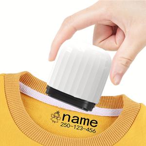 TEMU 1개 맞춤형 의류 라벨 스탬프 - 귀여운 만화 디자인, 개인화된 이름 & 학교 교복 도장, 방수 및 변색 방지, 직사각형 플라스틱 태그, 의류용 라벨