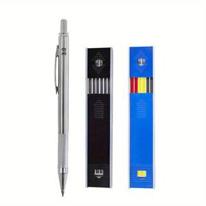 TEMU 3개 세트의 혁신적인 솔리드 메탈 제도 연필. 3.0mm 연필심을 사용하며, 목공, 엔지니어링 스케치 및 건축 마킹에 적합합니다.