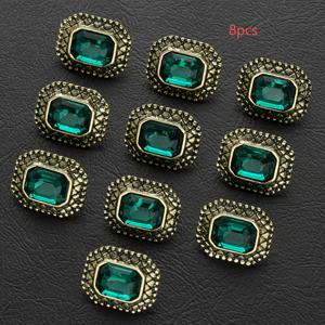 TEMU 빈티지 스퀘어 인조 보석 메탈 단추 8개입, 의류 재봉, 스웨터, 가디건, 코트, 장식용 단추, DIY 선물 상자, 수공예품 제작용