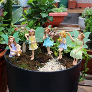 TEMU 야광 나비꽃 요정 삽입물 5개, 봄철 야외 정원 장식용 미니어처 요정 조각상, 막대기 달린 어린 소녀 가정용 수지 장식품, 야외 정원, 안뜰, 공원, 잔디밭, 화분, 복도 등에 적합