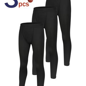 TEMU 남아용 트레이닝 팬츠 3개, 애슬레틱 카프리 레깅스, 얇은 울트라 스트레치 축구 농구 베이스 레이어 팬츠