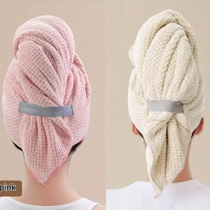 TEMU 여성용 초극세사 헤어랩 2개 세트 - 빠른 건조, 흡수력 우수, 탄성 밴드 포함, 곱슬머리와 직모 모두 적합, 편안하고 다용도, 빠른 헤어 드라이용 마이크로파이버 타월, 완벽한 선물