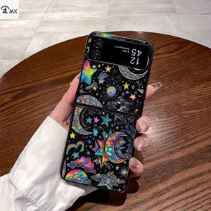 TEMU 휴대폰 케이스 - 삼성 Z Flip3, 삼성 Z Flip4, W23 Flip, 삼성 Z Flip5, W24 Flip, 삼성 Z Flip6, 삼성 Z Fold2, W21, 삼성 Z Fold3, W22, 삼성 Z Fold4, W23, 삼성 Z Fold5, W24에 적합한 별과 달 패턴 디자인