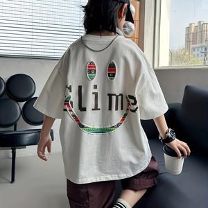 TEMU 남아용 반팔 티셔츠 신상 다용도 여름 컬러풀 프린트 루즈핏 어린이 청소년 여름 패션 트렌디 티셔츠