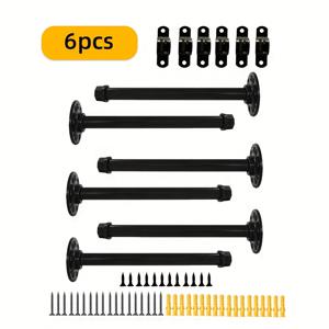 TEMU 6개 산업 파이프 옷걸이, 옷걸이용 벽걸이 옷걸이 - 소매점 부티크 디스플레이, 옷장 보관, 산업 빈티지 철 파이프 플로팅 벽걸이 옷걸이, 옷걸이용 튼튼한 의류 랙
