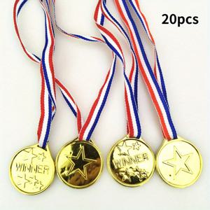 TEMU 골든 플라스틱 스포츠 및 파티 우승자 메달 20개 - 내구성 있는 PP 소재, 게임 대회, 스포츠, 축구, 농구, 레저, 축하 행사에 적합