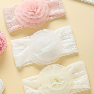 TEMU 부드러운 탄성 메시로 제작된 꽃 장식 머리띠 3개 세트, 모든 계절에 적합